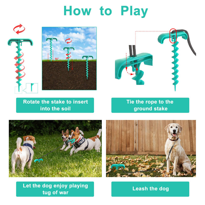 Dog Tug Toys, Dog Chew Toys for Aggressive Chewers, Pet Rope Toys for Chewing Teeth Cleaning Interactive Treat Food Dispensing Ground Stake Toy - PawsPlanet Australia