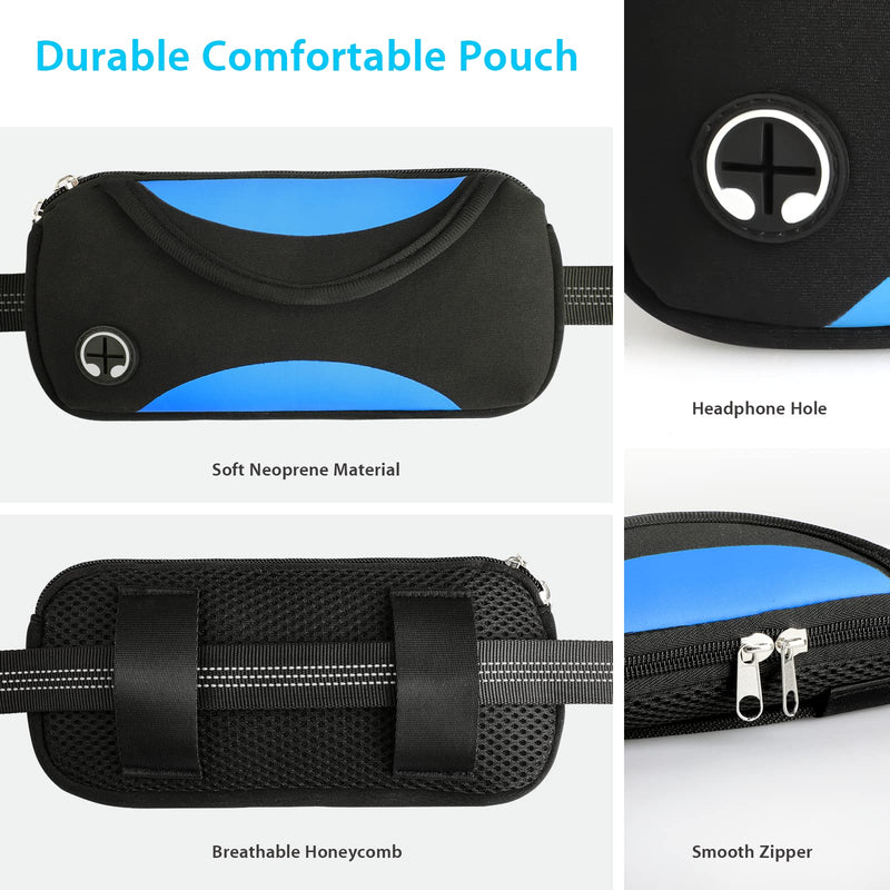 UPPETLY Dog Hands Free Leash with Zipper Pouch, Professional Running Leash with Dual Handle Retractable Bungee and Reflective Stitches, Waist Bag Pack Carrying All Phones Money for Jogging Walking Traveling With Pouch - PawsPlanet Australia