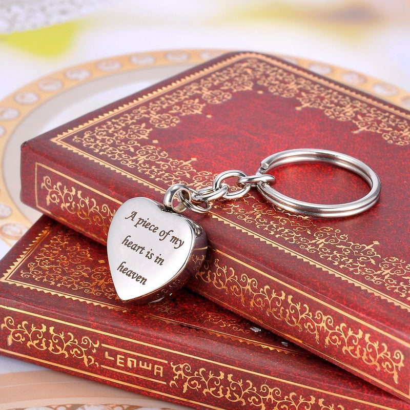 HooAMI "A piece of my heart is in heaven" Heart Cremation Urn Keychain Keepsake with Velvet Pouch & Fill Kit A piece of my heart is in heaven - PawsPlanet Australia