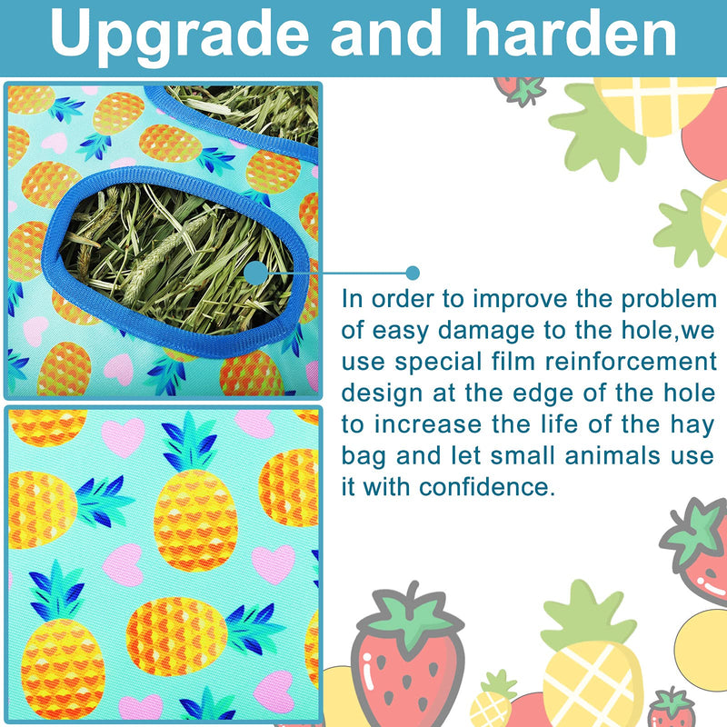 2 Pieces Rabbit Hay Bag Small Animals Hay Feeder Bag Hanging Feeding Storage Guinea Pig Hanging Feeder Sack with 4 Holes for Small Pets Rabbit Bunny Hamster Guinea Pig (Pineapple, Strawberry) Pineapple, Strawberry - PawsPlanet Australia