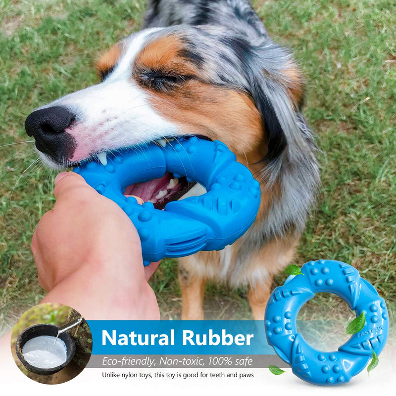 [Australia] - EASTBLUE Dog Chew Toy for Aggressive Chewers: Ultra-Tough Natural Rubber Puppy Chew Toy Nearly Indestructible for Medium and Large Breed blue 