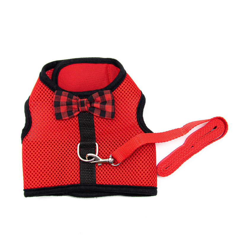 [Australia] - AUEAR, 2 Pack Pet Harness with Leash Rabbit Vest Harness with Leash L Size Adjustable Soft Breathable Mesh for Dog Cat(Black, Red) 