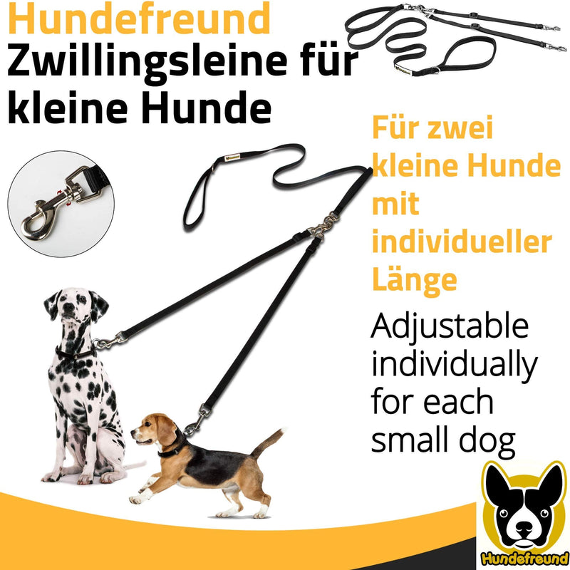 Twin leash for two small dogs | Adjustable double nylon leash for dogs up to 30 kg black - PawsPlanet Australia