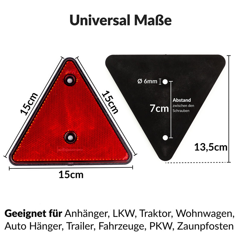 Upgrade4cars Trailer Reflector Set | 2 cat's eye reflectors self-adhesive | Reflector triangle red - PawsPlanet Australia