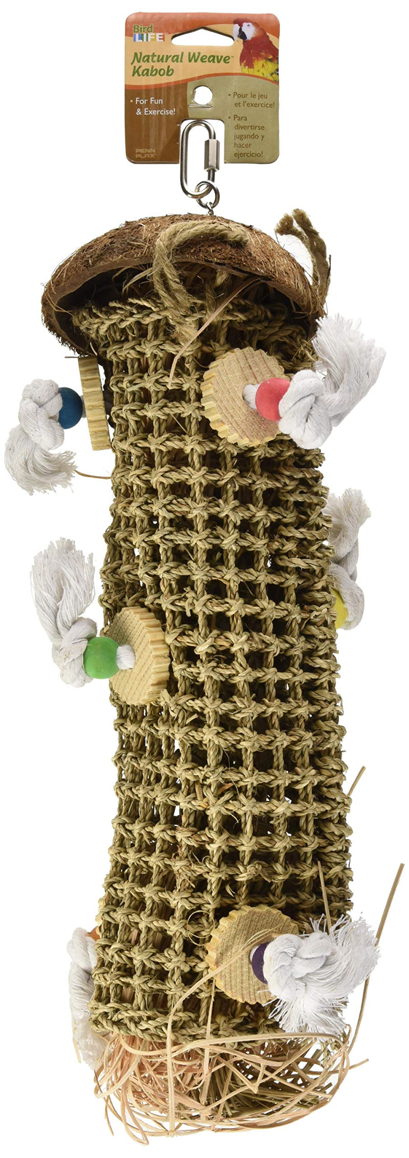 [Australia] - Penn Plax, Bird Life, Natural Weave Kabob Bird Toy, 24’’H 