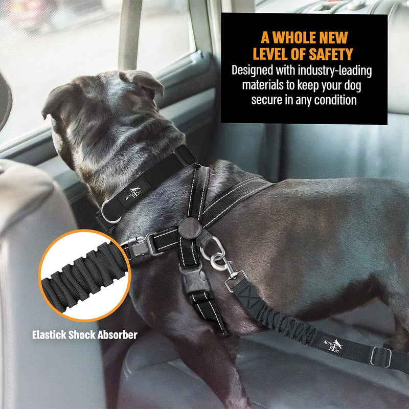 Active Pets Dog Seatbelt, Adjustable Safety Dog Seat Car Harness, Dog Seat Belt for Pets - Durable Dog Seatbelts for Cars - Dog Car Seat Belt for Dogs, Dog seat Belts for Large Dogs, Medium, & Small 1 Pack Black - PawsPlanet Australia