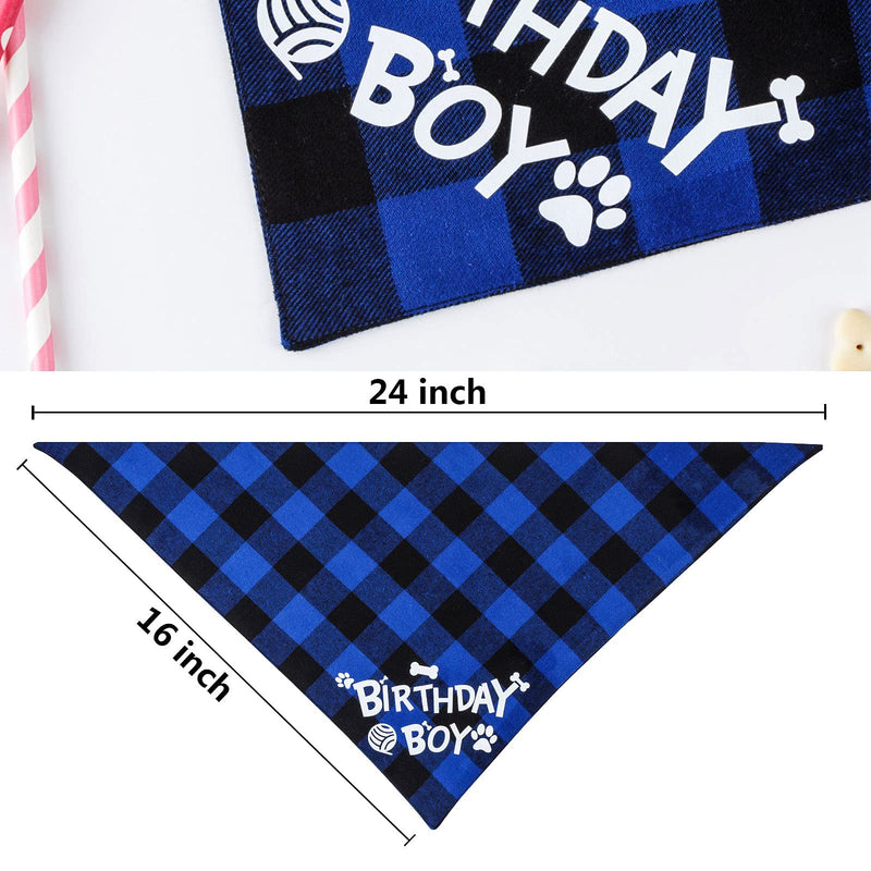 TCBOYING 2 Pack Dog Birthday Bandana, Dog Birthday Boy Bandana Plaid Square Triangle Scarf for Medium Large Dog Birthday Party Supplies Decorations - PawsPlanet Australia