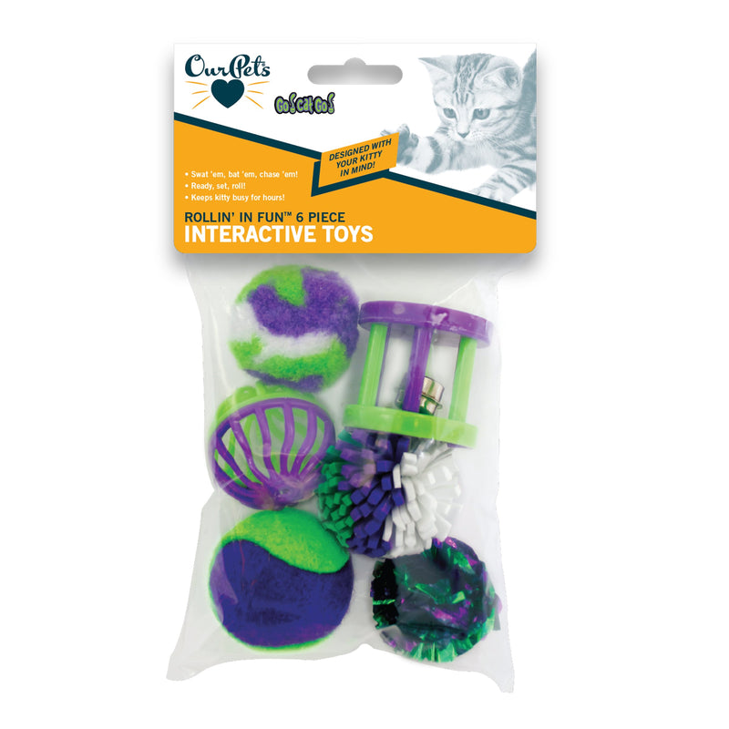 [Australia] - OurPets Rolling in the Fun 6 piece Multi-Pack Cat Toy 