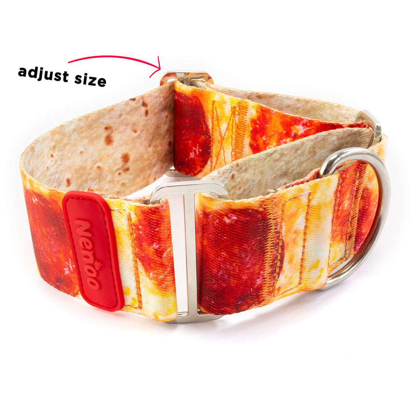 Nenoo Silky Martingale Collar for Sighthounds and Other Dogs Who Slip Out of Flat Collars Yummy Pizza Pattern 30-49 cm M - PawsPlanet Australia
