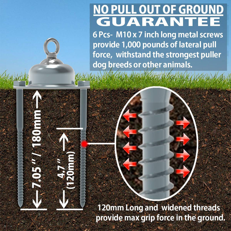 Pestairs 360° Swivel Dog Tie Out Stake Dog Anchor – Lifetime Replacement - Heavy Dog Yard Stake Rust Proof Cat Anchor Dog Tether Holds 1000Lbs of Pull Force for Yard Camping Outdoor All sized animals Silver - PawsPlanet Australia