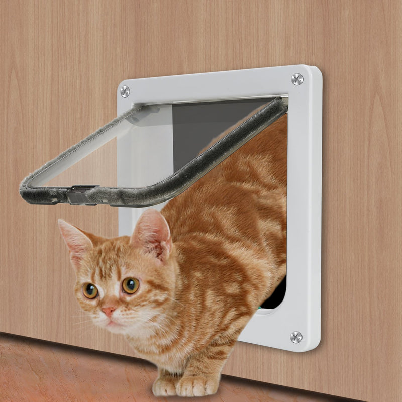 TKOOFN 4-Mode Magnetic Door Flap Lockable for Cat Kitten Dog Puppy Pet Safety Small white S - PawsPlanet Australia