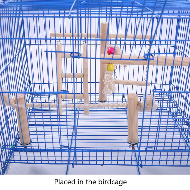 [Australia] - QBLEEV Parakeet Perches Outside Cage, Bird Swing Conure Toys Table Cage Top Play Stand Parrot Climbing Ladder Rope Perches Stands Chewing Wood Play Gyms Playground for Cockatiel Lovebirds Finches 