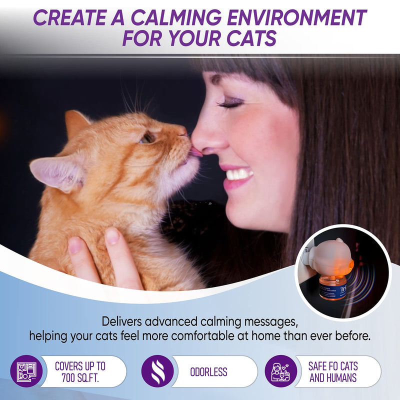 TriOak Cat Calming Diffuser, Cat Anxiety Relief, Cat Pheromone Diffuser, Pheromone Diffuser to Calm Cats, 48ml Refill - PawsPlanet Australia
