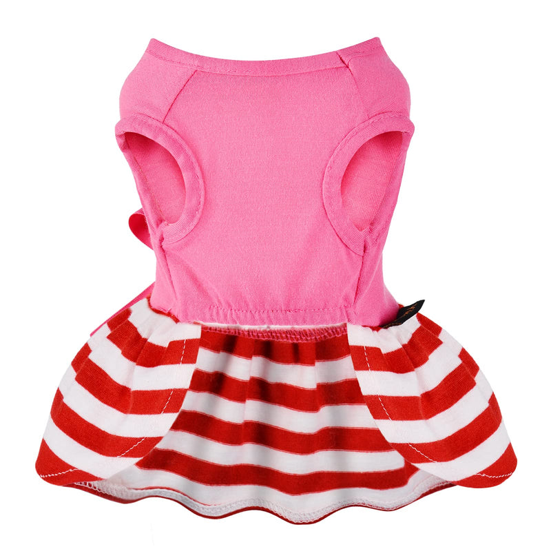Dog Dresses for Small Dogs Girl Chihuahua Yorkie Teacup Puppy Summer Clothes Outfit Spring Pet Skirt for Cats Tiny Animal Watermelon Striped Doggie Clothing Female 2 Pack (X-Small, Pink+Red) X-Small - PawsPlanet Australia