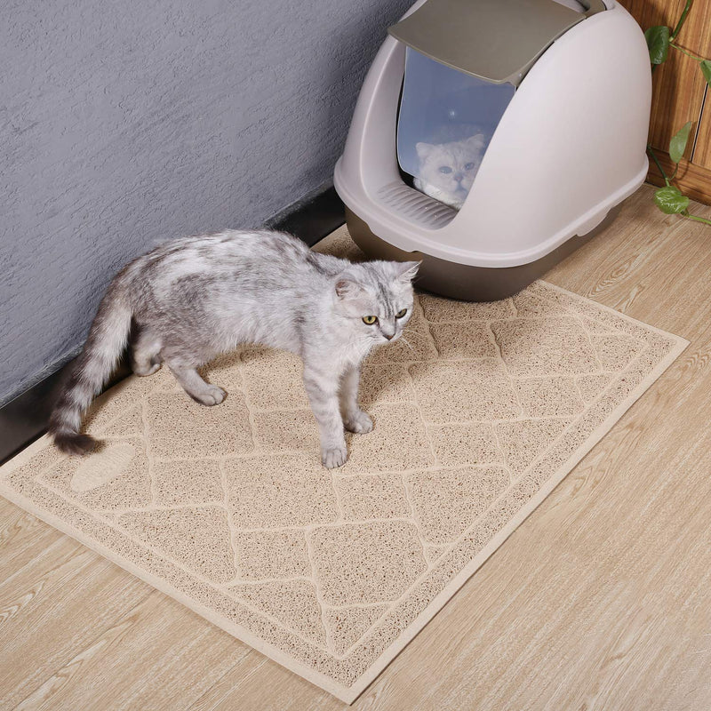 Vivaglory Durable Cat Litter Mats, Large Size (35"×23") and Phthalate Free, Keep Kitty Litter Mess Under Control, Soft on Paws, Easy to Clean Chic Pattern Beige - PawsPlanet Australia