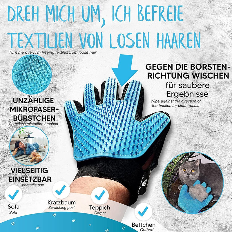 LÖWENKÖNIG® Taurus 3.0 [Improved grooming glove with extra long soft nubs] for short and long-haired cats and dogs I pet brushing glove I massage brush I cat accessories - PawsPlanet Australia