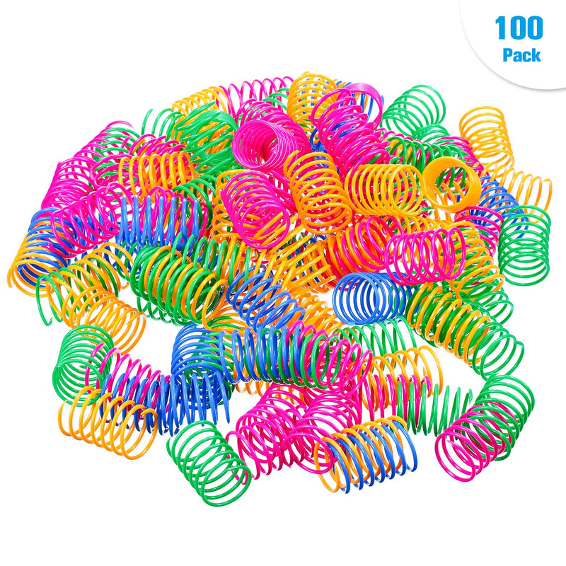 [Australia] - Gejoy 100 Pieces Cat Spring Toys Wide Colorful Springs Cat Toy BPA-Free Plastic Coil Spiral Springs Pet Interactive Toys for Cats Kittens Swatting, Biting, Hunting, and Active Play 