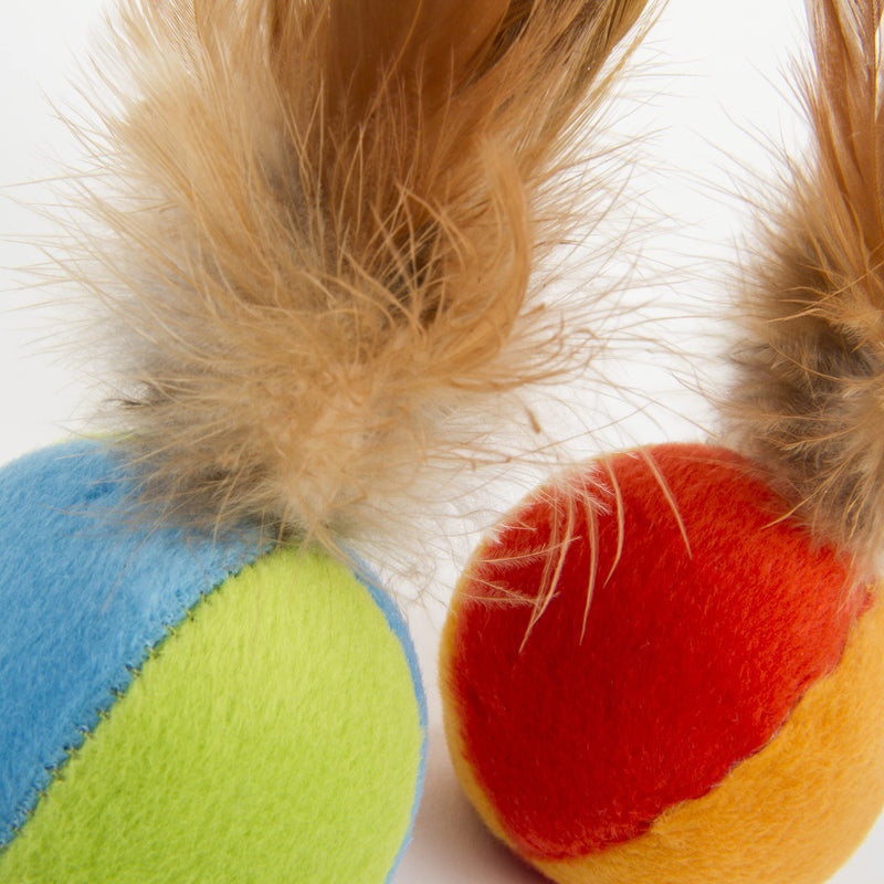 SmartyKat Multi-Textured Fuzzy & Feather Toys for Cats & Kittens, Mimics Look & Feel of Prey, Fun & Interactive Play - Multiple Styles Flutter Balls, 2-Set - PawsPlanet Australia