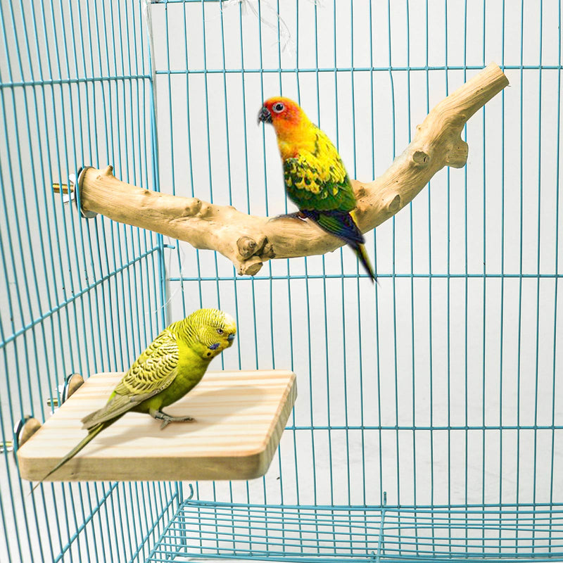 Roundler 5 PCS Bird Perch Wood Stand Pole，Bird Wood Perch Platform Exercise Playground Toy for Pet Parrot Budgie Parakeet Cockatiel Conure Lovebirds Cage Accessories Toys H01 - PawsPlanet Australia