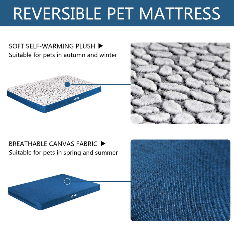 KROSER 24"/30"/36"/42"/48" Reversible Dog Bed (Cool&Warm) Stylish Pet Mattress Bed with Water Absorbing & Waterproof Linings, Removable Machine Washable Cover, Firm Support Pet Mat for Dogs 25-110lbs Small - PawsPlanet Australia