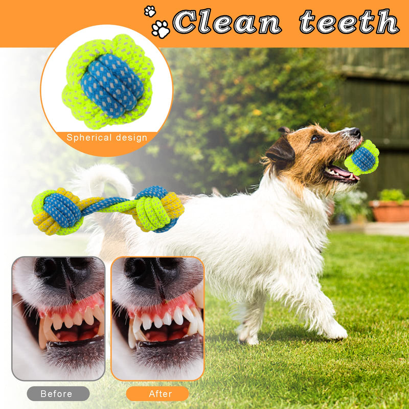 LONNEY Dog Toys Small Dogs Pack of 7, Puppy Toys Dog Toys Dog Toys Puppy Rope Dogs Toys Toys Natural Cotton & Non-Toxic Dogs Dental Care (Green) Green - PawsPlanet Australia
