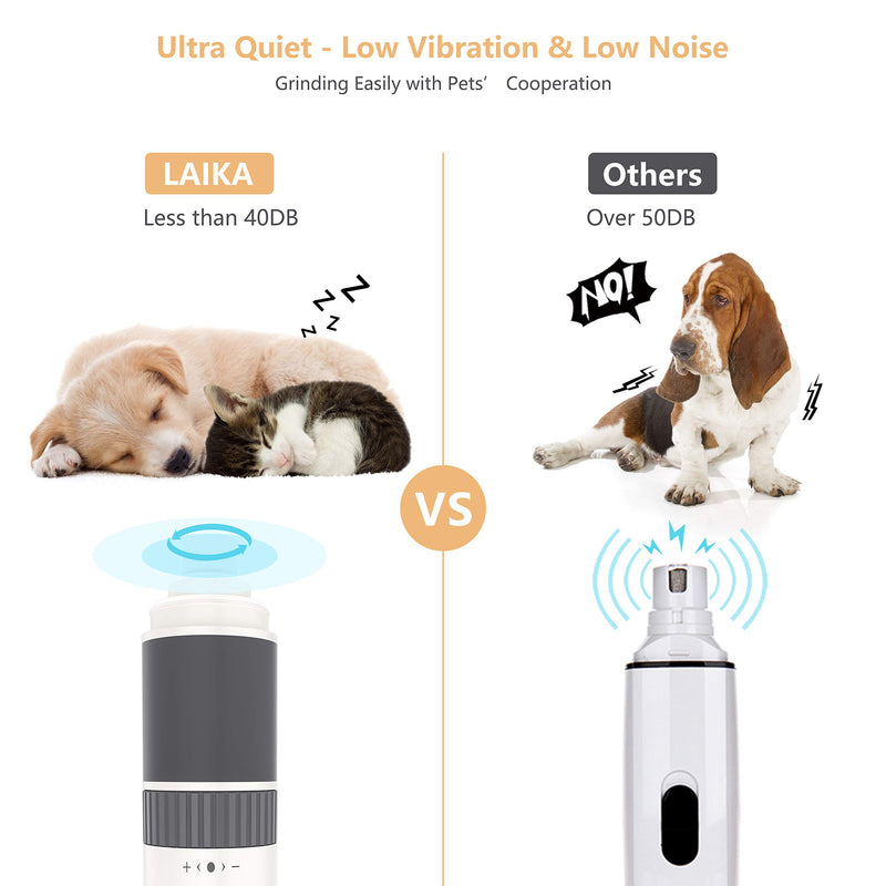 [Australia] - LAIKA Dog Nail Grinder and Clippers with 20h Working Time Quiet Professional Pet Nail Trimmer Stepless Speed Regulation Pet Nail Grinder Eelectric Nail File for Medium Small Dogs and Pets 