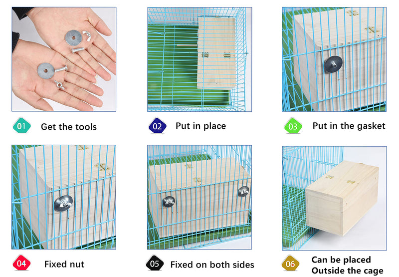 PETWAKEY-ST Birds Breeding Box,Wooden Parakeet Nesting Box Cage House with Coconut Fiber for Cockatiel Lovebirds Budgie Finch Canary (9.7”x5.1”x5.1”) - PawsPlanet Australia