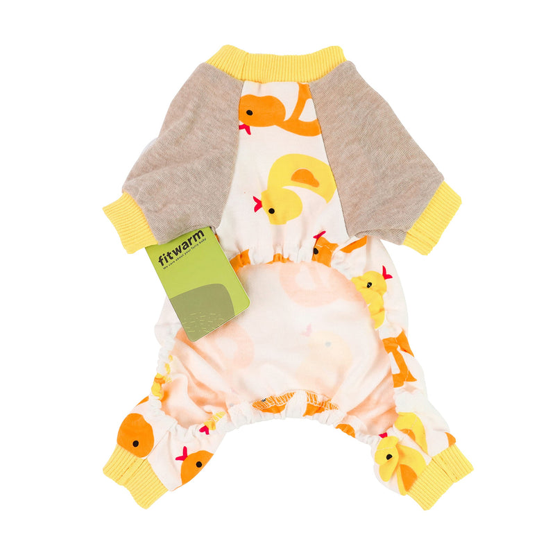 Fitwarm 100% Cotton Soft Dog Pajamas Cute Duck Breathable Pet Clothes Stretchy Puppy Onesie Doggie PJS Yellow XS X-Small - PawsPlanet Australia