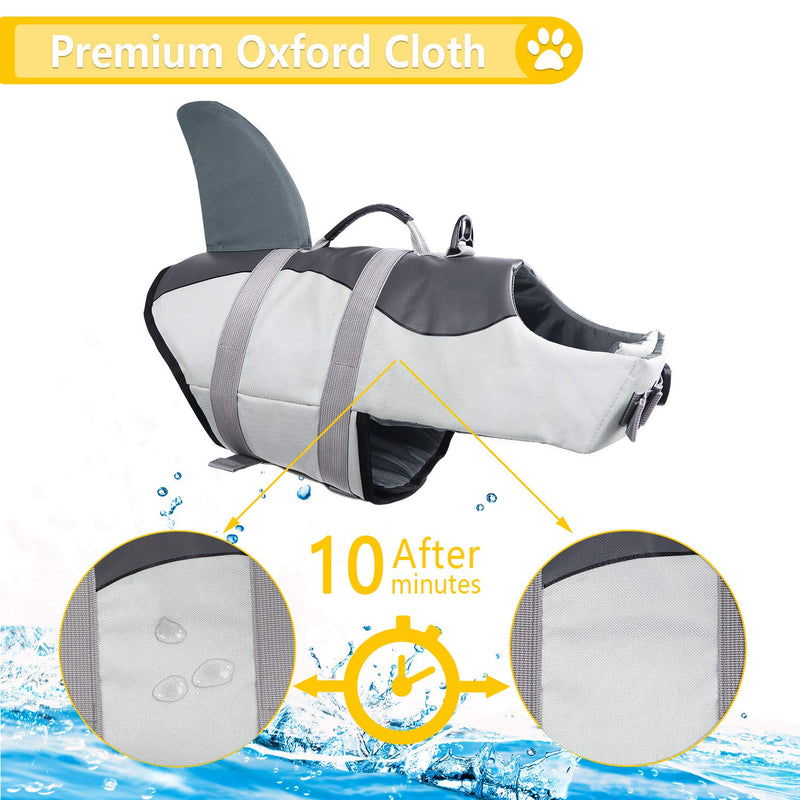 [Australia] - Dog Life Jackets, Ripstop Pet Floatation Life Vest for Small, Middle, Large Size Dogs, Dog Lifesaver Preserver Swimsuit for Water Safety at The Pool, Beach, Boating X-Large Grey Shark 