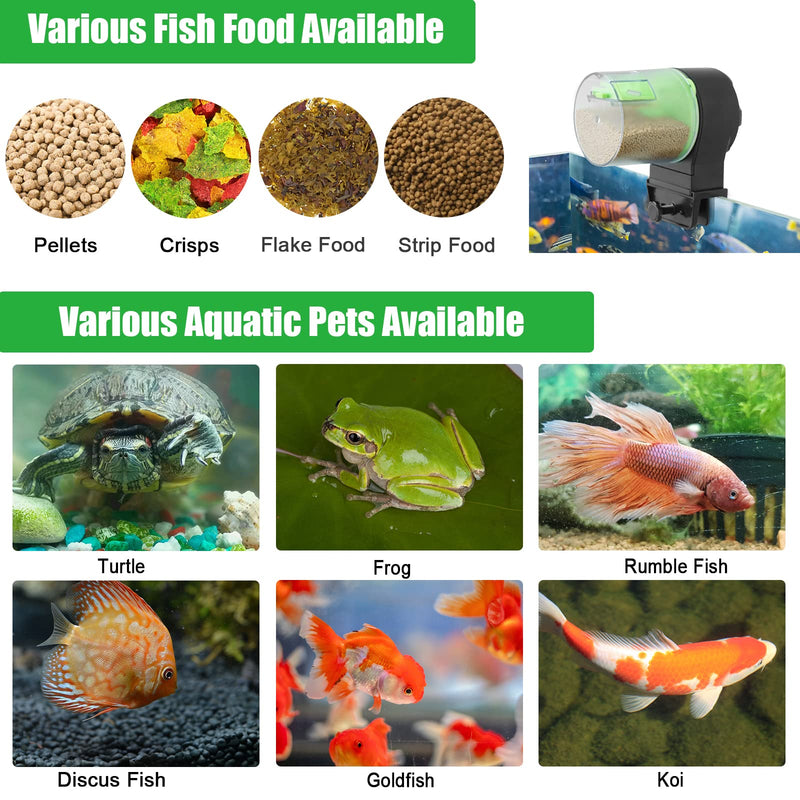 Lefunpets Automatic Fish Feeder, Aquarium Tank Timer Auto Feeder with 2 Food Dispensers for Aquarium or Fish Tank Green - PawsPlanet Australia