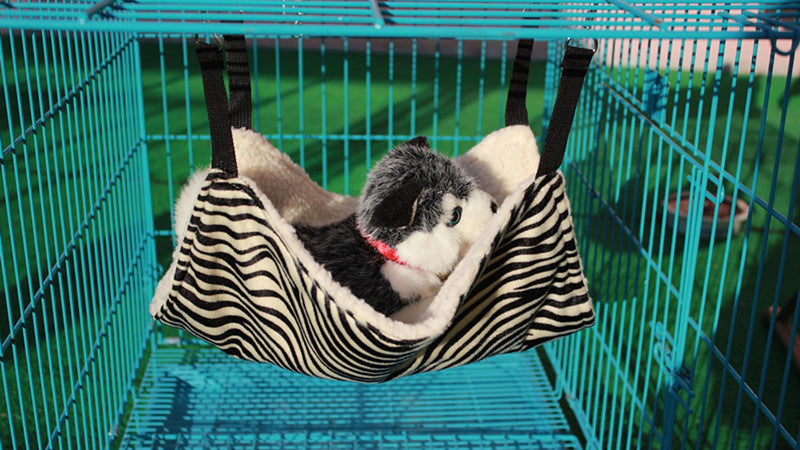 [Australia] - WZYuan Pet Cage Hammock, Polyester Zebra-Stripe Design Small Pet Animal Small Dog Puppy Cat Kitty Kitten Ferret Hanging Hammock Bed Sleepy Pad Comforter 