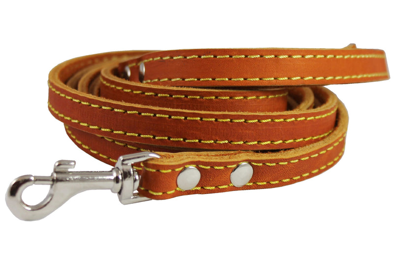 [Australia] - Genuine Thick Leather Classic Dog Leash 1/2" Wide 6 Ft, Small Breeds 