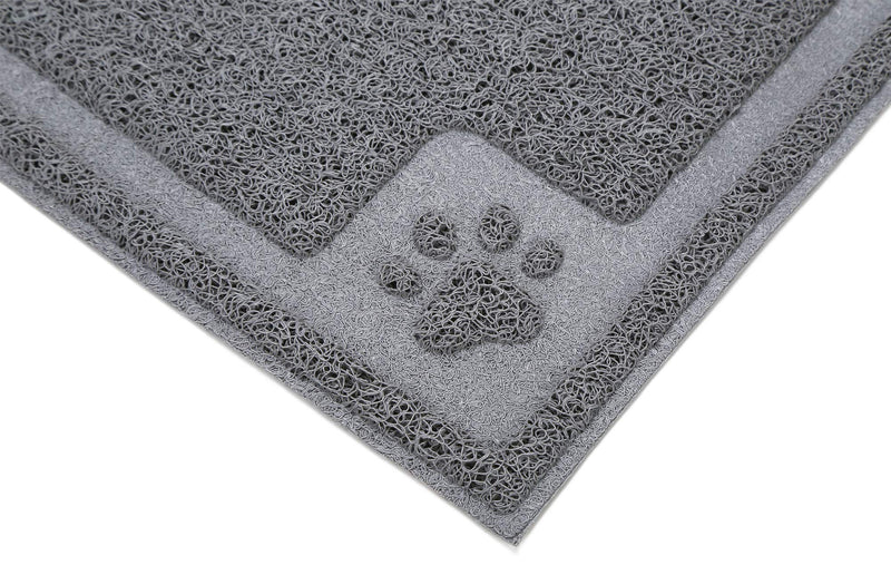 [Australia] - Gefryco Pet Dog Feeding Mats for Food and Water Bowl, Traps Litter from Box and Paws, Flexible Waterproof and Slip Resistant Dogs & Cats Mat L Grey 
