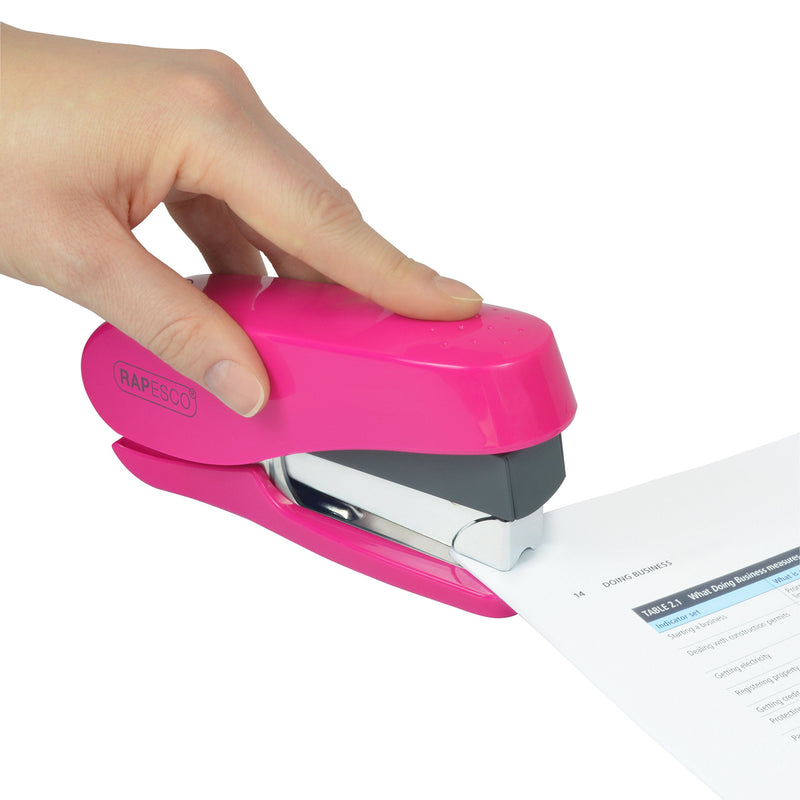 Rapesco 1468 Luna Less Effort Stapler with 2000 Staples, 50 Sheet Capacity, Fuchsia Hot Pink Luna Set - PawsPlanet Australia