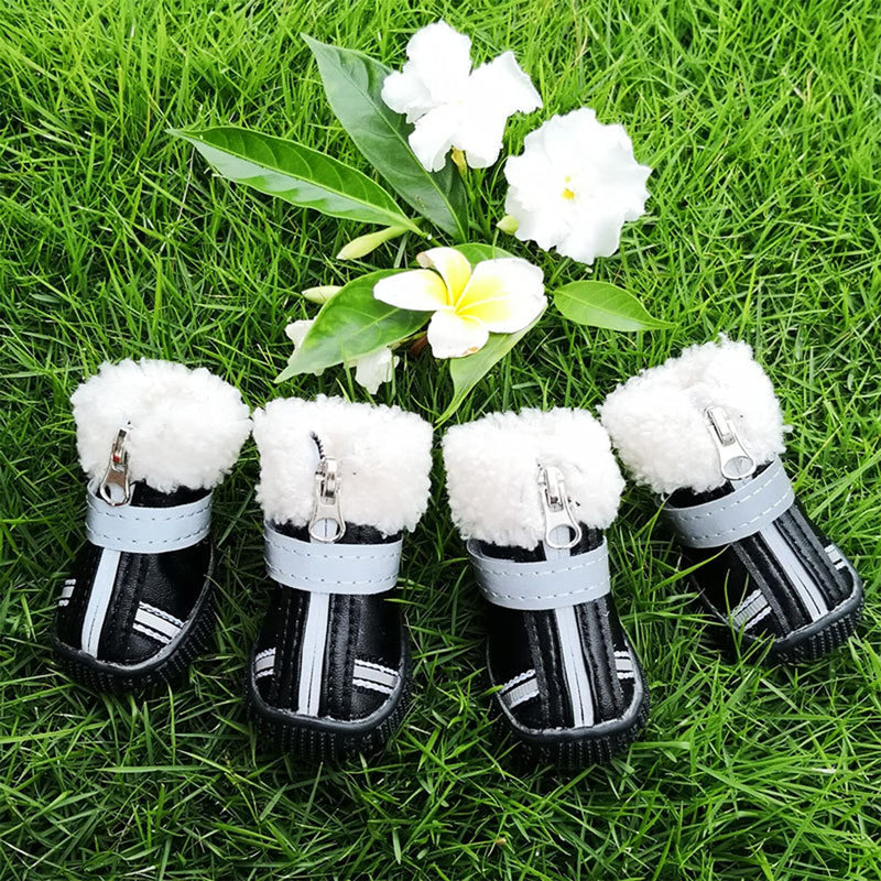 HAFRILY Dog Shoes Protective Dog Boots 4 PCS Waterproof Dog Shoes Reflective Leather, Sturdy Soles and Thickened Snow Boots, Suitable for Outdoor and Indoor Dog Shoes for Small and Medium Dogs (XXS) XXS - PawsPlanet Australia