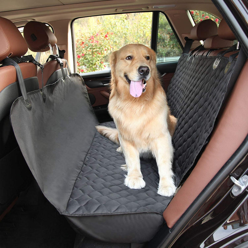 PEPEMAMA pet car seat cover with hammock option -Waterproof Material-Side Flaps Protector-Nonslip Backing with Seat Anchors-Fits Most Vehicles, Trucks and SUVs.Black 58"L x 54"W. - PawsPlanet Australia