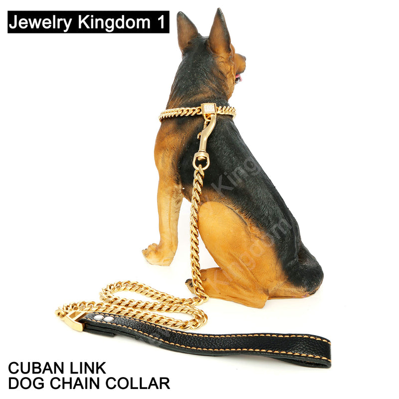 Jewelry Kingdom 1 Dog Chain Collar with Tag and Ice-Out Cubic Zirconia Stones Secure Buckle 18K Metal Stainles Steel Cuban Link Chain 6MM Walking Training Collar 10in to 20in for Dog Puppy Cats Kitty 10" (Fits cat Neck 8" to 9.5") - PawsPlanet Australia