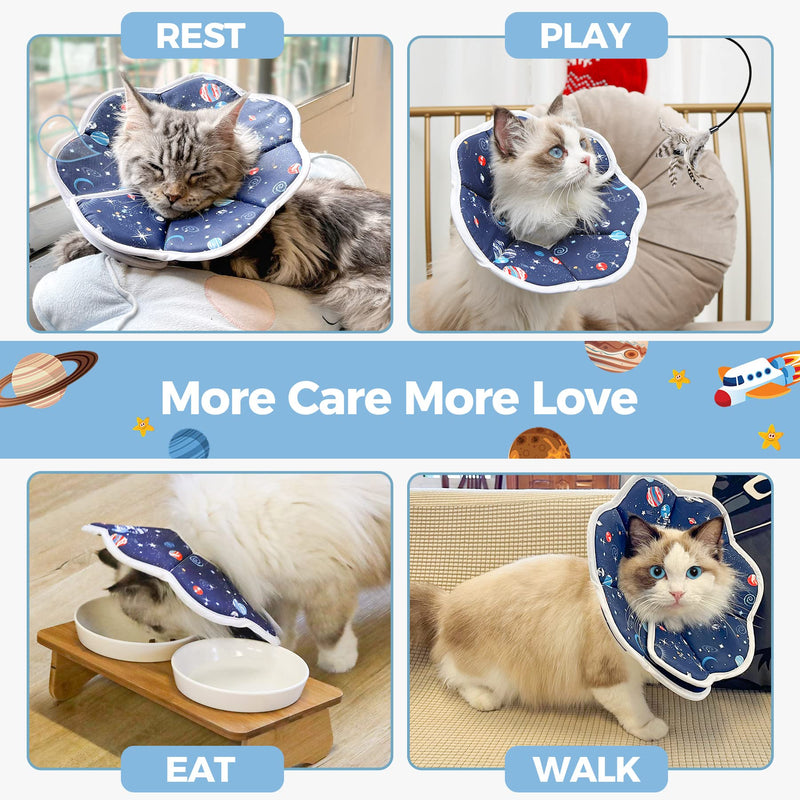 ComSaf Protective Neck Brace Cat with Starry Sky Pattern, Soft and Adjustable Cat Neck Brace for Post-Surgery Cat Collar, Prevents Licking Wounds Neck Brace for Cats, XS - PawsPlanet Australia