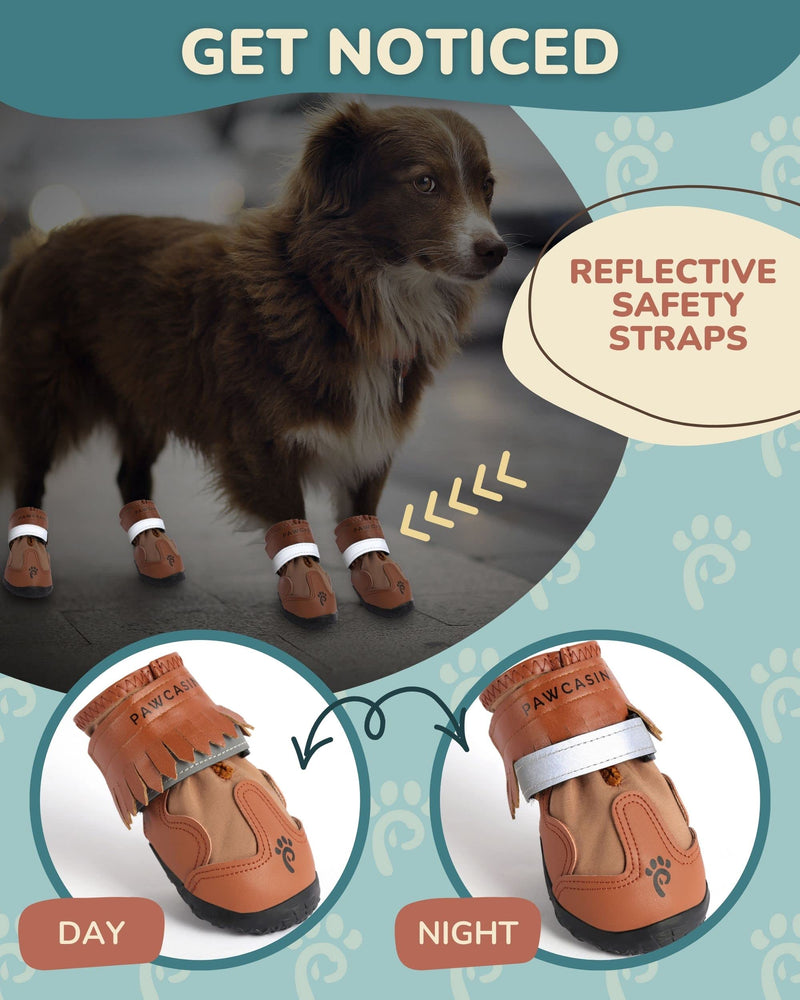 Pawcasins Dog Shoes, Waterproof Dog Booties for Small, Medium, Large Dogs, Dog Rain Boots, Dog Boots & Paw Protectors for Cold Weather, Summer, Winter, Anti-Slip for Hardwood Floors, Size 6 Size 6: 2.6"x3.1" (WxL) - PawsPlanet Australia