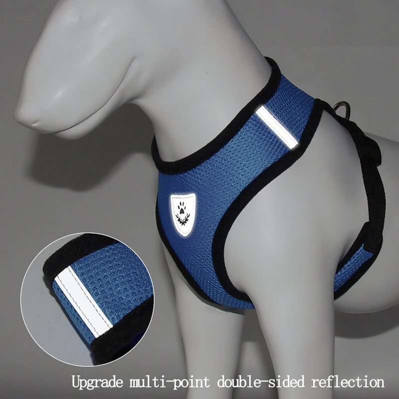 Soft Mesh Nylon Dog Vest Harness with 4ft Leash,Super Breathable Lightweight Safety Reflective Pet Harness for Dog Outdoor Walking,Adjustable Chest Belt with Quick-Release Buckle (Blue, S) blue - PawsPlanet Australia