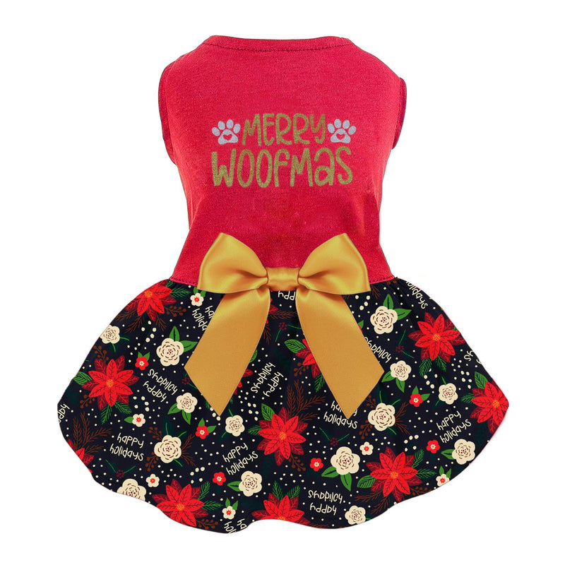 Christmas Dog Dress, Holiday Merry Woofmas Cat Cotton Outfits s Skirt for Small Boys and Girls Puppies Pets Doggie Christmas Large - PawsPlanet Australia
