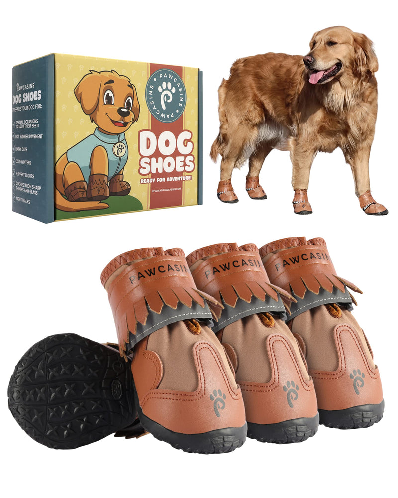 Pawcasins Dog Shoes, Waterproof Dog Booties for Small, Medium, Large Dogs, Dog Rain Boots, Dog Boots & Paw Protectors for Cold Weather, Summer, Winter, Anti-Slip for Hardwood Floors, Size 6 Size 6: 2.6"x3.1" (WxL) - PawsPlanet Australia