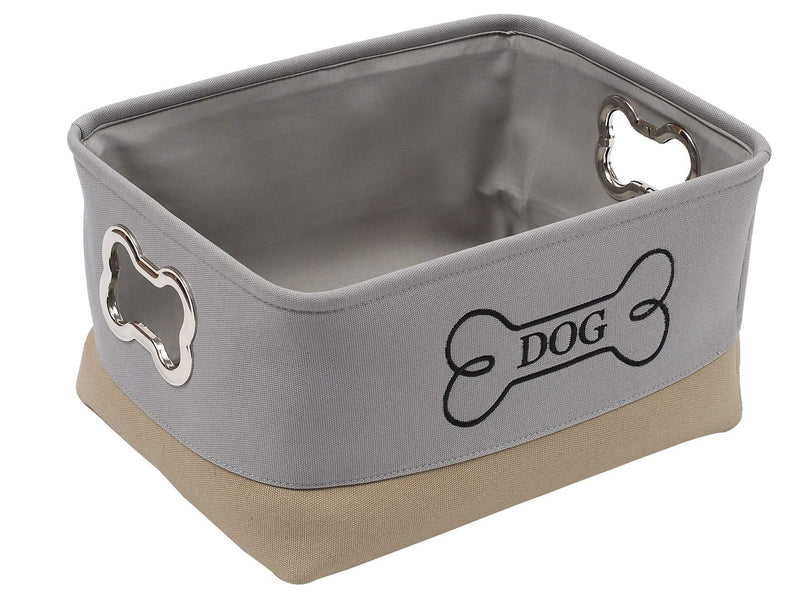 Brabtod Pet Toy And Accessory Storage Bin - Perfect for Organizer Pet Toys, Blankets, Leashes And Food in Embroidered “Dog Bone”-gray/khaki gray/khaki - PawsPlanet Australia