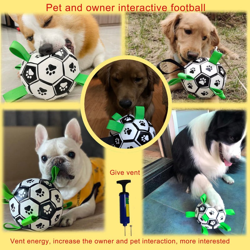 Interactive Soccer Ball Toy with Grab Tabs,Dog Birthday Gift,Jolly Ball for Dog,Durable Puppy Toy for Tug of War,Water Ball for Small&Medium Dog,Indoor Outdoor Dog Football,Training Dog Ball,pet Ball Interactive Dog Soccer Ball(1PACK) - PawsPlanet Australia