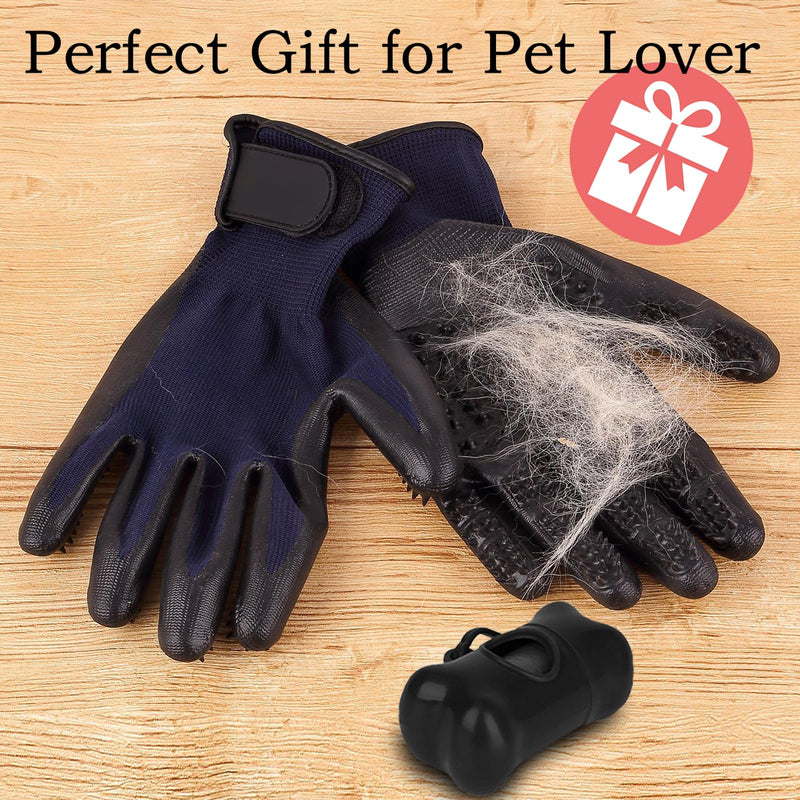 Glove Hair Removal Gloves for Dogs Cats, Pet Care Fur Change Care Cleaning Gloves Pet Brush Grooming Gloves Pet Massager, One Pair, Blue Blue 2 - PawsPlanet Australia