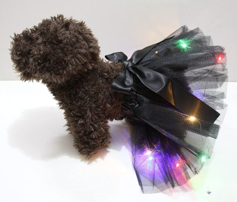 Petitebelle Single Color LED Lighting Puppy Dog Tutu (Black, Small) Black - PawsPlanet Australia