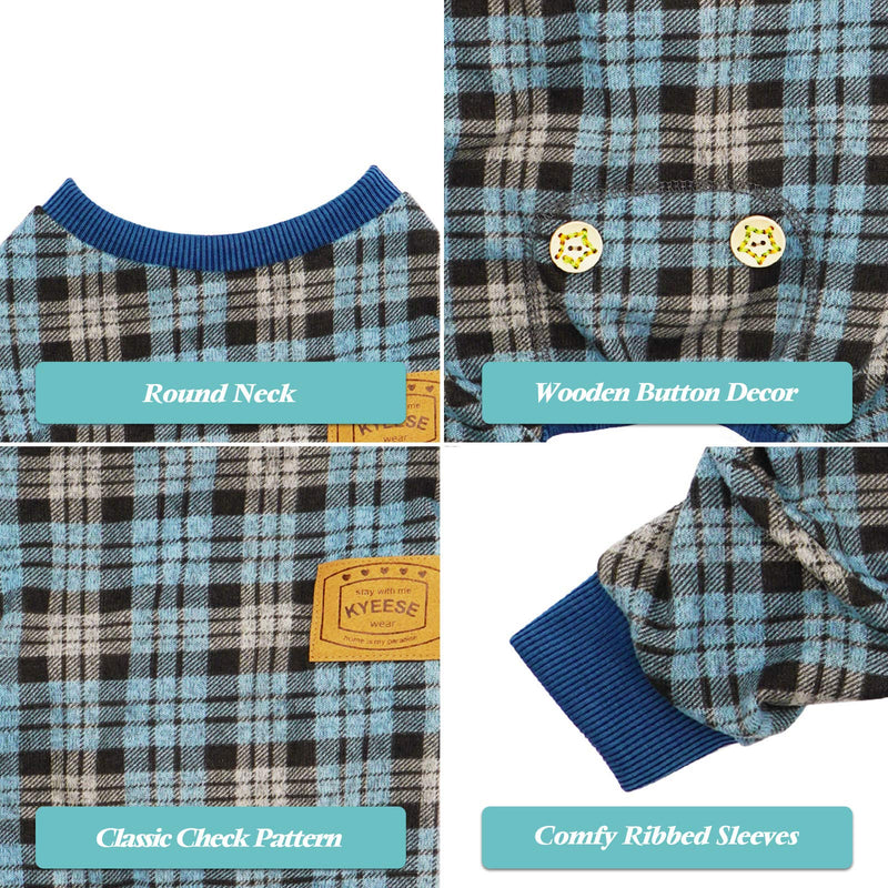 kyeese Dog Pajamas Plaid Stretchy Soft Dog Pjs for Small Dogs Cat Pajamas Dog Onesie Doggie Jammies XS (3-4.5lbs) Blue - PawsPlanet Australia