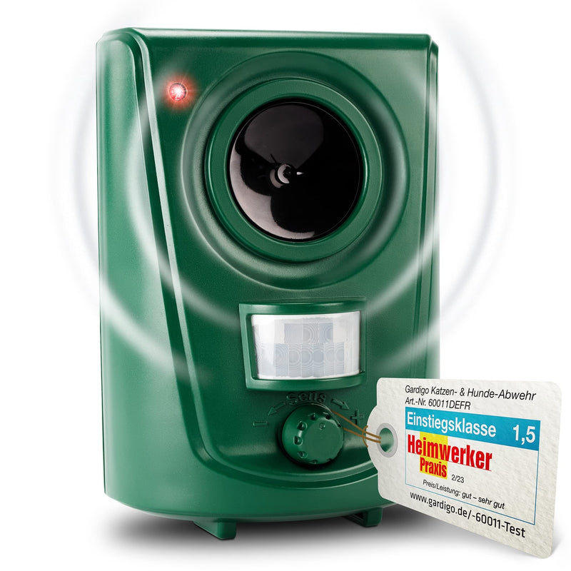 GARDIGO® dog and cat repellent | Dog deterrent and cat deterrent for the garden | Ultrasonic animal repeller 20-60 kHz | 120° detection angle, 12m range | Against dogs and against cats - PawsPlanet Australia