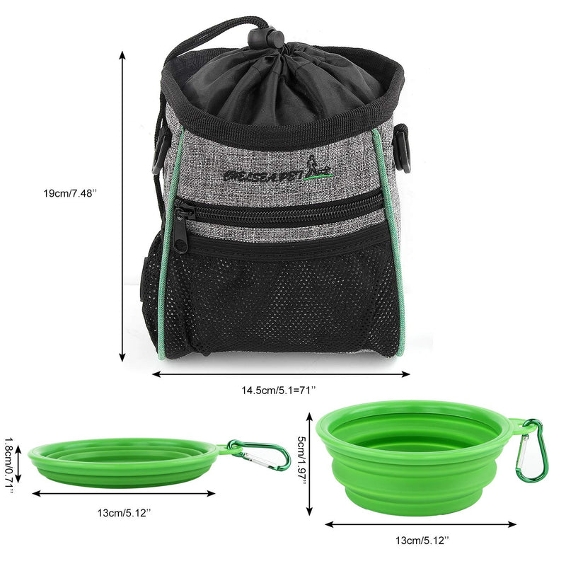 M MUNCASO Dog Treat Training Pouch Bag,Dog Treat Pouch Bag, Dog Walking Bag,Collapsible Silicone Dog Water Bowl and 2 Extra Poop Bags (Green) Green - PawsPlanet Australia