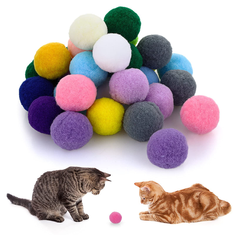 Molain Cat Toy Balls, 30 Pieces Soft Cat Balls Kitten Pom Poms Ball Cat Play Toy Indoor Cats Interactive Pompon Ball Toy 2.5 cm Multicolored - PawsPlanet Australia